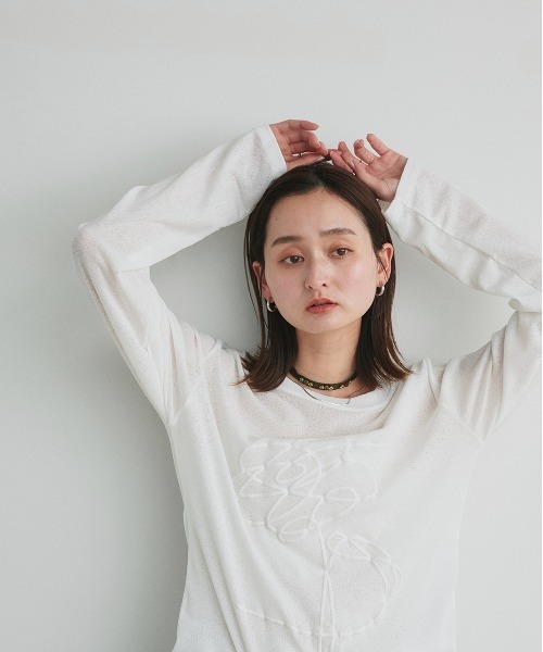 ad thie(アドティエ)の「フラワーモチーフ 発泡プリント シアーカットソー(Tシャツ/カットソー・レディース・オフホワイト・FREE)」の11枚目の写真