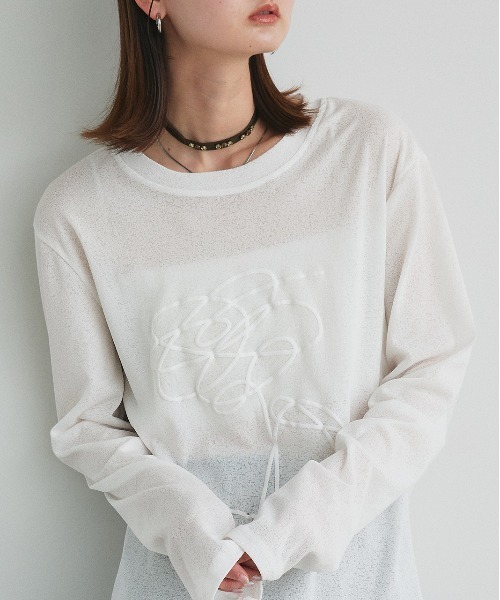 ad thie(アドティエ)の「フラワーモチーフ 発泡プリント シアーカットソー(Tシャツ/カットソー・レディース・オフホワイト・FREE)」の19枚目の写真