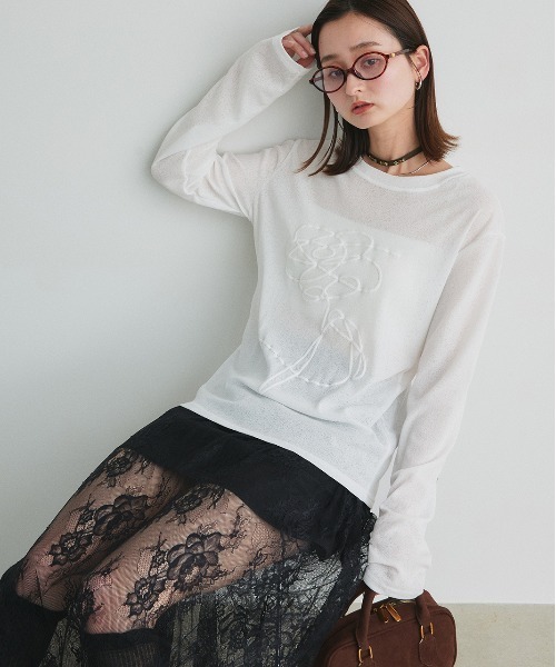 ad thie(アドティエ)の「フラワーモチーフ 発泡プリント シアーカットソー(Tシャツ/カットソー・レディース・オフホワイト・FREE)」の21枚目の写真