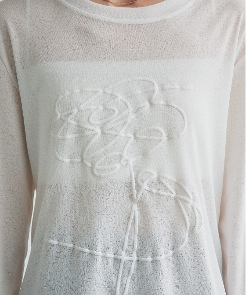 ad thie(アドティエ)の「フラワーモチーフ 発泡プリント シアーカットソー(Tシャツ/カットソー・レディース・オフホワイト・FREE)」の22枚目の写真