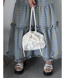 ehka sopo | リボンシャーリング巾着バッグ(ハンドバッグ)