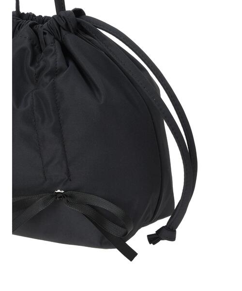 ehka sopo（エヘカソポ）の「リボンシャーリング巾着バッグ（ハンドバッグ・レディース・カーキ/ブラック/オフホワイト・F）」の5枚目の写真