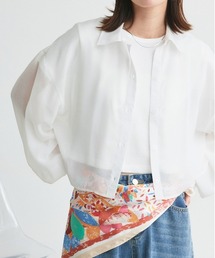 ショート丈シアーシャツ 半袖リブTシャツセット