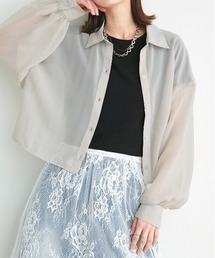 ad thie | ショート丈シアーシャツ 半袖リブTシャツセット(シャツ/ブラウス)