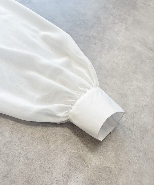 ad thie（アドティエ）の「ショート丈シアーシャツ 半袖リブTシャツセット（シャツ/ブラウス・レディース・ライトグレー/ピンク/オフホワイト/ブラック/ライトブルー・FREE）」の9枚目の写真