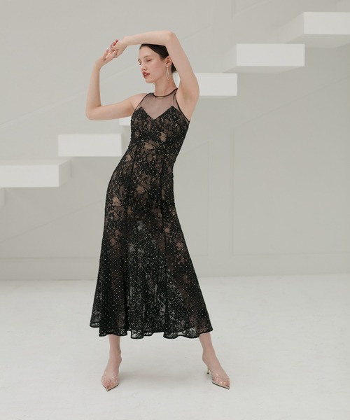 セール】【LEJA LUXE】レースストーンスパンコールフラワーマーメイド