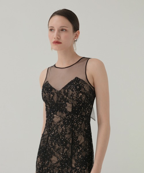 セール】【LEJA LUXE】レースストーンスパンコールフラワーマーメイド