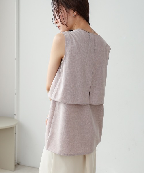 Bab（バブ）の「レイヤード風ノースリーブブラウス（シャツ/ブラウス・レディース・ベージュ/ライトグレー/チャコールグレー・M）」の22枚目の写真