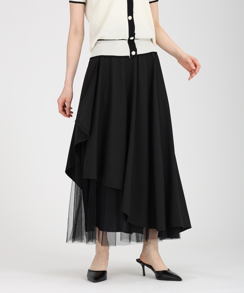 【gentil】黒ベージュチュールスカート1878 印象のデザイン gentil】黒ベージュチュールスカート1878 社交