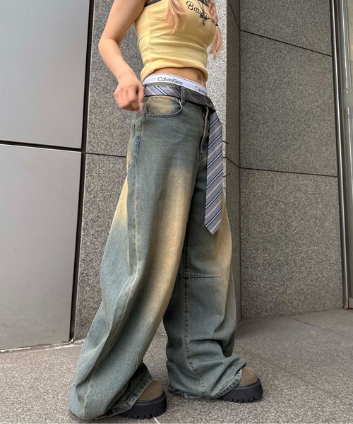 sedacle(セダクル)の「ワイドカーブカラーデニム(デニムパンツ・メンズ・パープル/インディゴブルー/ダークネイビー/ピンク・LARGE/MEDIUM/SMALL)」の8枚目の写真