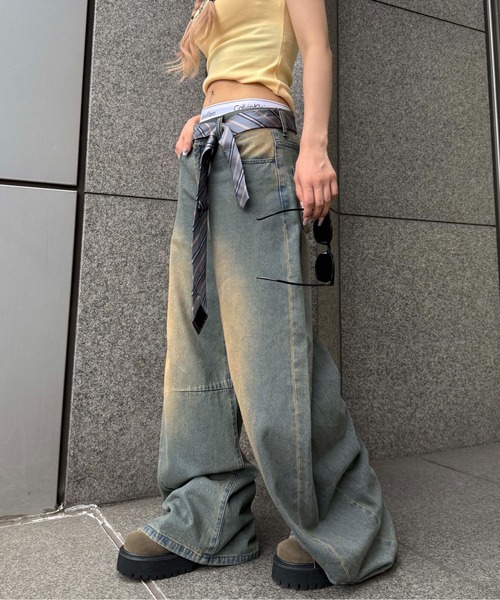 sedacle(セダクル)の「ワイドカーブカラーデニム(デニムパンツ・メンズ・パープル/インディゴブルー/ダークネイビー/ピンク・LARGE/MEDIUM/SMALL)」の7枚目の写真