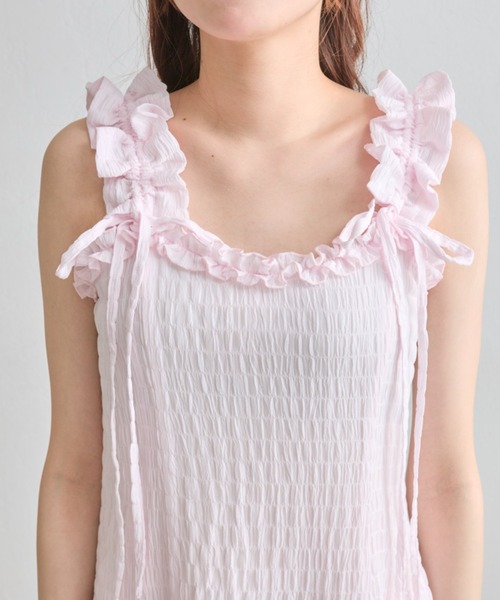 3D Embroideryチュニックキャミ ホワイト 2024SS】ペプラムキャミチュニック（キャミソール）｜Chico