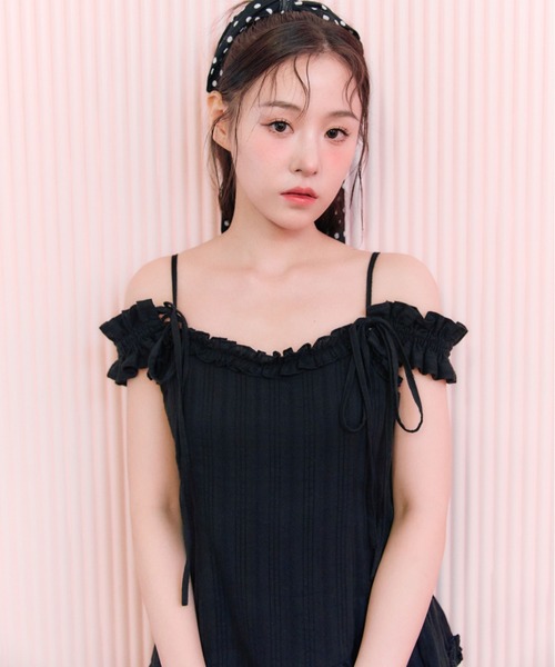 OLIVE des OLIVE（オリーブデオリーブ）の「フリルキャミチュニック（キャミソール・レディース・オフホワイト/ピンク/ブラック・FREE）」の17枚目の写真