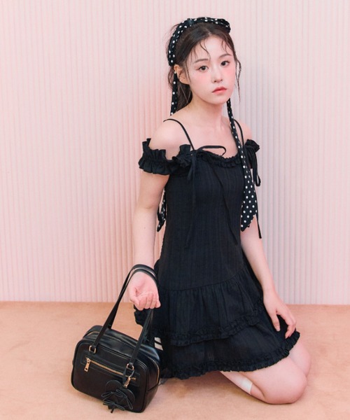 OLIVE des OLIVE（オリーブデオリーブ）の「フリルキャミチュニック（キャミソール・レディース・オフホワイト/ピンク/ブラック・FREE）」の19枚目の写真