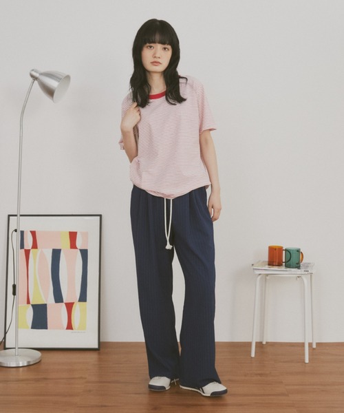 MERLOT（メルロー）の「【動画あり】シアサッカーストライプロングパンツ（その他パンツ・レディース・ネイビー/ブラック/レッド系その他/グリーン系その他/ブラウン系その他/ブラック系その他/レッド/ブラック系/ブルー系/イエロー系・FREE）」の19枚目の写真