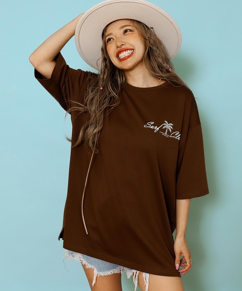 anap mimpi（アナップミンピ）の「サーフ プレート メッセージ カラー ロゴ 刺繍 Tシャツ（Tシャツ/カットソー・レディース・ブラウン/ピンク/ブルー/オフホワイト・FREE）」の8枚目の写真