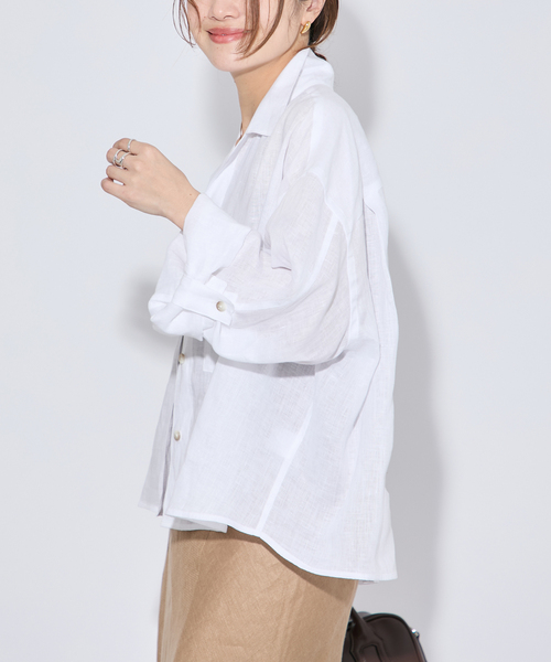 JOURNAL STANDARD(ジャーナルスタンダード)の「《追加2》リネンレギュラーロールアップシャツ(シャツ/ブラウス・レディース・ホワイト/ネイビー/イエロー・FREE)」の12枚目の写真