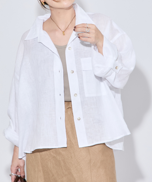 JOURNAL STANDARD(ジャーナルスタンダード)の「《追加2》リネンレギュラーロールアップシャツ(シャツ/ブラウス・レディース・ホワイト/ネイビー/イエロー・FREE)」の11枚目の写真