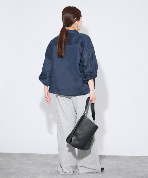 JOURNAL STANDARD(ジャーナルスタンダード)の「《追加2》リネンレギュラーロールアップシャツ(シャツ/ブラウス・レディース・ホワイト/ネイビー/イエロー・FREE)」の9枚目の写真