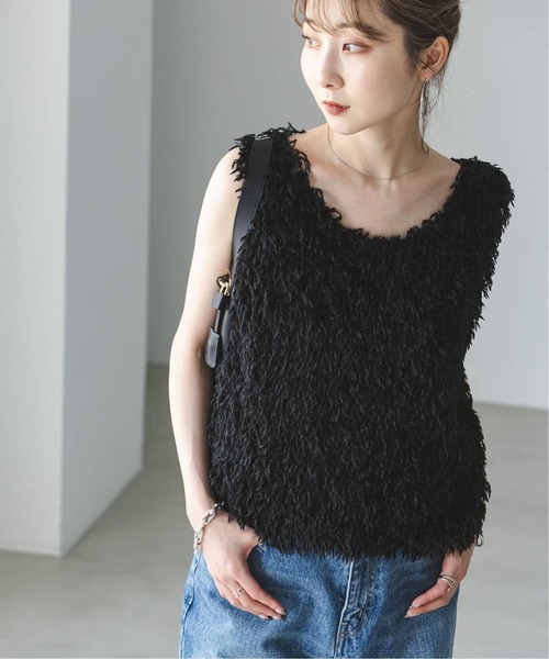 なな大人気商品！ノーブル　フェザーヤーンタンクトッププルオーバー　ブラック なな様専用大人気商品！ノーブル フェザーヤーンタンクトップ