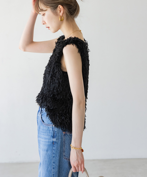 追加》【洗える】フェザーヤーンタンクトッププルオーバー（シャツ