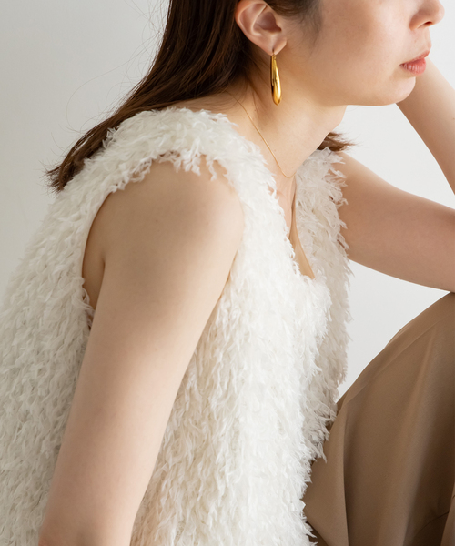 追加》【洗える】フェザーヤーンタンクトッププルオーバー（シャツ