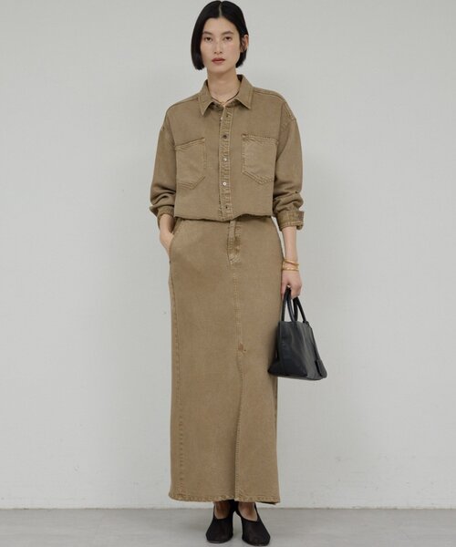 GALLARDAGALANTE（ガリャルダガランテ）の「【セットアップ対応】リヨセルスリットスカート（スカート・レディース・ベージュ/ブラウン/アイボリー/オリーブ・0/1/X-SMALL）」の4枚目の写真