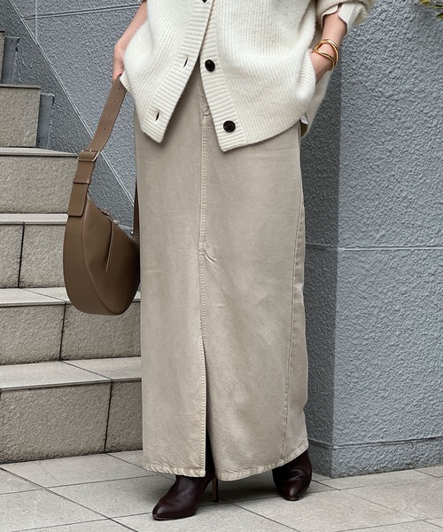 GALLARDAGALANTE（ガリャルダガランテ）の「【セットアップ対応】リヨセルスリットスカート（スカート・レディース・ベージュ/ブラウン/アイボリー/オリーブ・0/1/X-SMALL）」の5枚目の写真