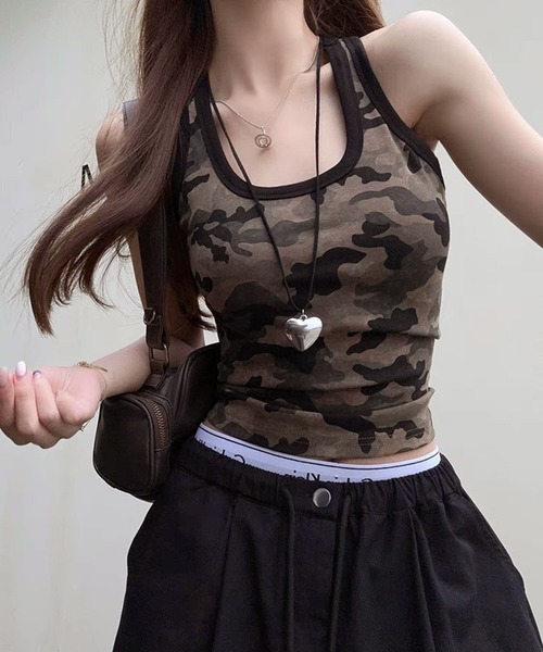 ★ＥＲＹ★さま専用　フレブル服　レオパード柄タンクトップ レオパードボーイッシュタンクトップ10594 | さらり＊ふわり