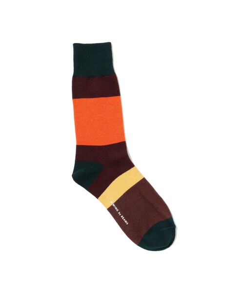 B:MING by BEAMS（ビーミングバイビームス）の「マルチボーダー ソックス（ソックス/靴下・メンズ・ネイビー/ダークグリーン/ブラック・ONE SIZE）」の2枚目の写真