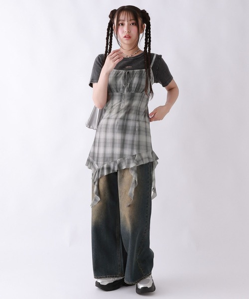 repipi armario（レピピ アルマリオ）の「チェックアシメキャミワンピース（ワンピース・キッズ・ベージュ/ブラック・MEDIUM/LARGE）」の8枚目の写真