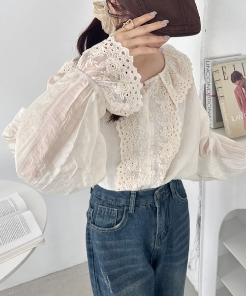 セール】ヴィンテージレースフリルブラウス（シャツ/ブラウス