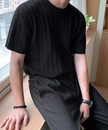 【NOWLE】リラックスフィット 透かし編み 半袖 サマー ニット