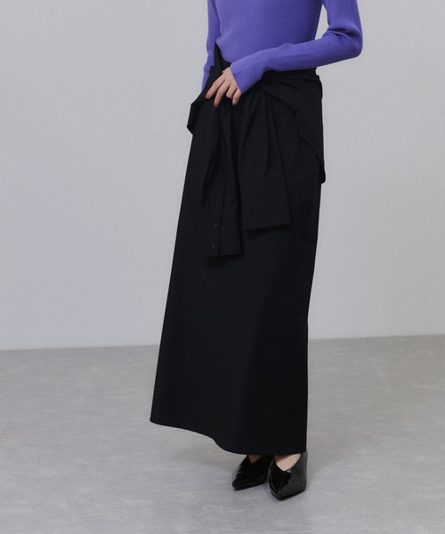 ADAM ET ROPE'(アダムエロペ)の「【一部WEB限定カラー】・【接触冷感】マルチWAYレイヤードシャツスカート(スカート・レディース・ブラック/グレー/ブルー系その他3・36/38)」の21枚目の写真