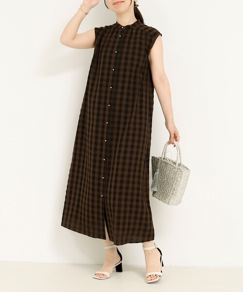 MICO COULIER（ミコクリエ）の「ヴィンテージギンガムワンピース（ワンピース・レディース・ブラウン系その他/ブラック系その他・38）」の2枚目の写真