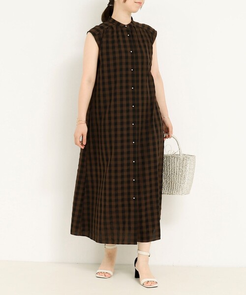 MICO COULIER（ミコクリエ）の「ヴィンテージギンガムワンピース（ワンピース・レディース・ブラウン系その他/ブラック系その他・38）」の3枚目の写真