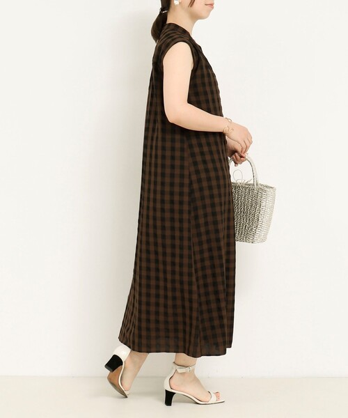 MICO COULIER（ミコクリエ）の「ヴィンテージギンガムワンピース（ワンピース・レディース・ブラウン系その他/ブラック系その他・38）」の5枚目の写真