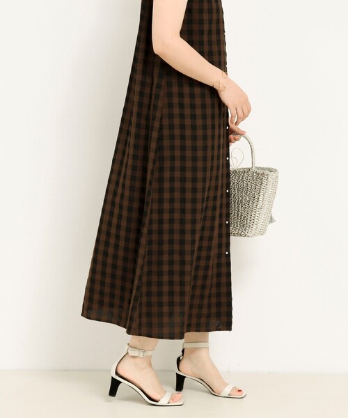 MICO COULIER（ミコクリエ）の「ヴィンテージギンガムワンピース（ワンピース・レディース・ブラウン系その他/ブラック系その他・38）」の7枚目の写真