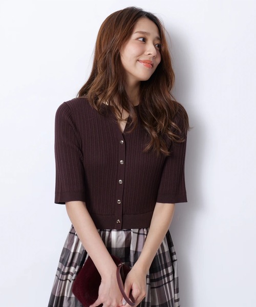 JUSGLITTY❤︎チェックスカートドッキングワンピース❤︎ブラウスMサイズ チェックスカートドッキングワンピース（ワンピース