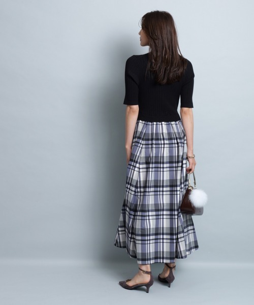 チェックスカートドッキングワンピース（ワンピース