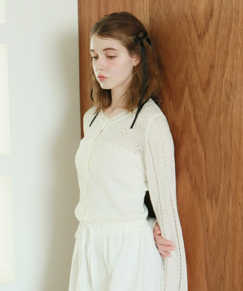 mic by Olu.（ミックバイオルドット）の「パンチングカーディガン（カーディガン/ボレロ・レディース・ホワイト/ピンク/ブルー・FREE）」の14枚目の写真