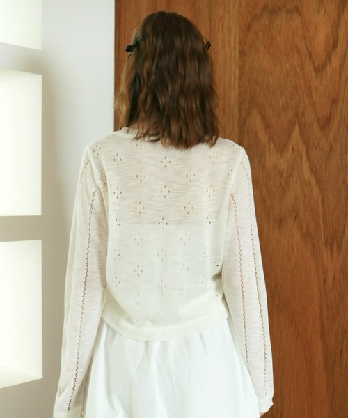 mic by Olu.（ミックバイオルドット）の「パンチングカーディガン（カーディガン/ボレロ・レディース・ホワイト/ピンク/ブルー・FREE）」の15枚目の写真