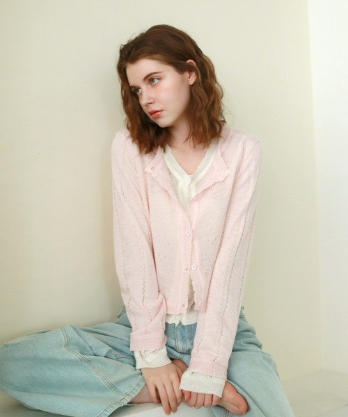 mic by Olu.（ミックバイオルドット）の「パンチングカーディガン（カーディガン/ボレロ・レディース・ホワイト/ピンク/ブルー・FREE）」の6枚目の写真