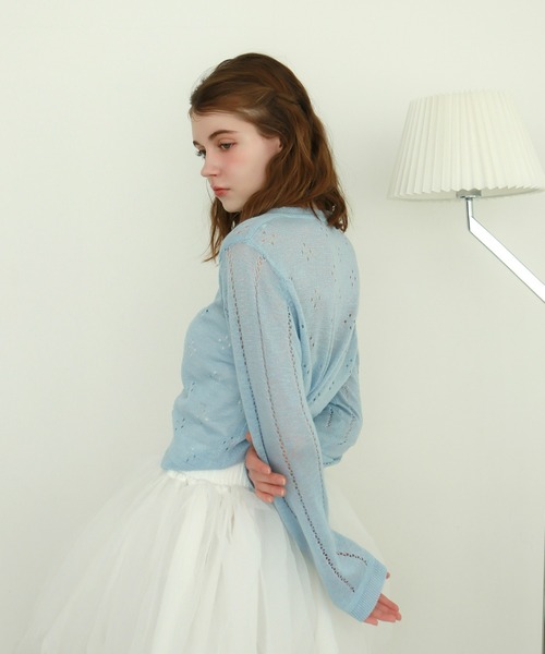 mic by Olu.（ミックバイオルドット）の「パンチングカーディガン（カーディガン/ボレロ・レディース・ホワイト/ピンク/ブルー・FREE）」の12枚目の写真