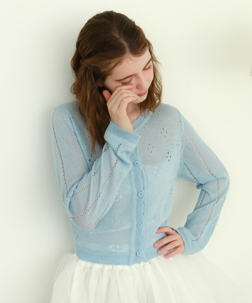 mic by Olu.（ミックバイオルドット）の「パンチングカーディガン（カーディガン/ボレロ・レディース・ホワイト/ピンク/ブルー・FREE）」の9枚目の写真