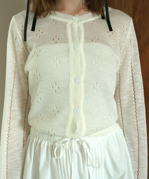 mic by Olu.（ミックバイオルドット）の「パンチングカーディガン（カーディガン/ボレロ・レディース・ホワイト/ピンク/ブルー・FREE）」の18枚目の写真