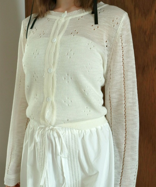 mic by Olu.（ミックバイオルドット）の「パンチングカーディガン（カーディガン/ボレロ・レディース・ホワイト/ピンク/ブルー・FREE）」の19枚目の写真