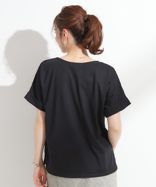 DRESKIP(ドレスキップ)の「インでもアウトでも 上品な甘さの 刺繍レース切替トップス(Tシャツ/カットソー・レディース・オフホワイト/ブルー系その他/イエロー/ブラック・02/01/04/03)」の6枚目の写真
