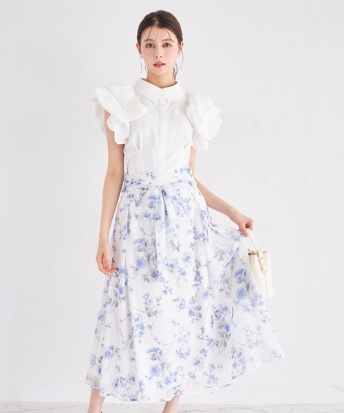 SONIA JOHNES フラワープリント フレアスカート サイズ3 ドローイングフラワープリントフレアスカート | ANAYI/アナイ | 三越