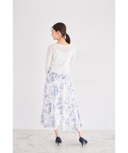 tocco closet(トッコ クローゼット)の「3WAYウエストリボン付きフラワープリントフレアスカート(スカート・レディース・ピンク/ブルー・M)」の17枚目の写真